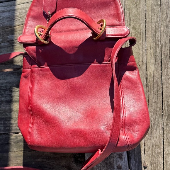Coach Rare Red Leather Soho Legacy Handle Crossbody Bag with brass Hardware 4158 - Picture 5 of 6